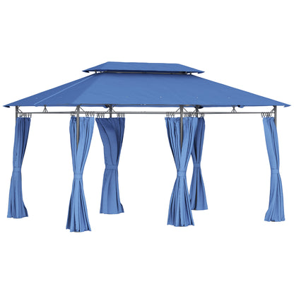 Tuinpaviljoen – Tuinoverkapping – Partytent – Prieel – Pergola – Blauw – Dubbel Dak Voor Optimale Ventilatie – 3x4 Meter Ruimte Voor 12 Personen