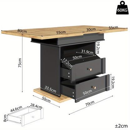 Extendable Dining Table - Space-Saving Retractable Kitchen Table with Cabinet Door Design, Foldable for 4-6 People, Heavy-Duty Wooden Construction, Modern Minimalist Black Finish, Easy Assembly, Ideal for Small Spaces, Apartm