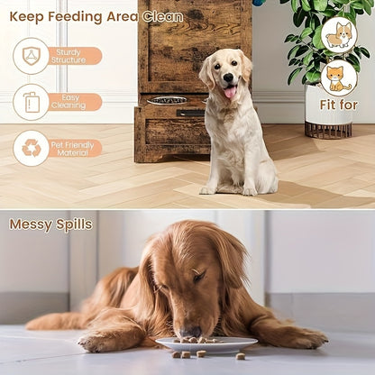 Large Capacity Dog & Cat Food Storage Cabinet with 2 Removable Stainless Steel Bowls & Tempered Glass - Hidden Spill-Proof Design, Multi-Functional Pet Feeding Station Organizer for Living Room, Bedroom, Food Storage Organize