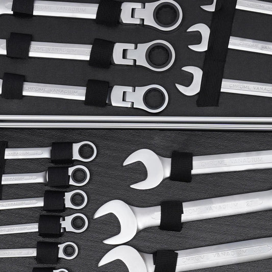 TOOL1SHOOO Professional Ratchet Wrench Set, 22 Sizes, 6mm-32mm, with Tool Box, Suitable for Industrial Electrical Maintenance and Automotive Bolt Fastening, Automotive Maintenance, Polished Finish, Durable Construction, Wrenc
