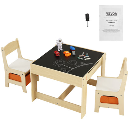 Kinderstoel met Tafel – Kinderstoelen Set – Speeltafel – Knutseltafel – Eettafeltje – MDF Variant – Verstelbaar Tafelblad Met Whiteboard & Krijtbord – Inclusief Opbergruimte
