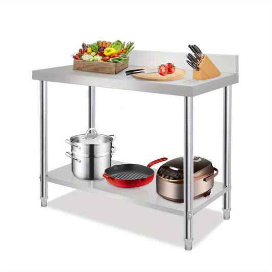 Roestvrijstalen Werkbank – RVS Werktafel – Keukentafel – Voorbereidingstafel – Werkbank Met Opstaande Rand – 120x60x85 cm – Verstelbare Hoogte – Max. Draagvermogen 180 kg