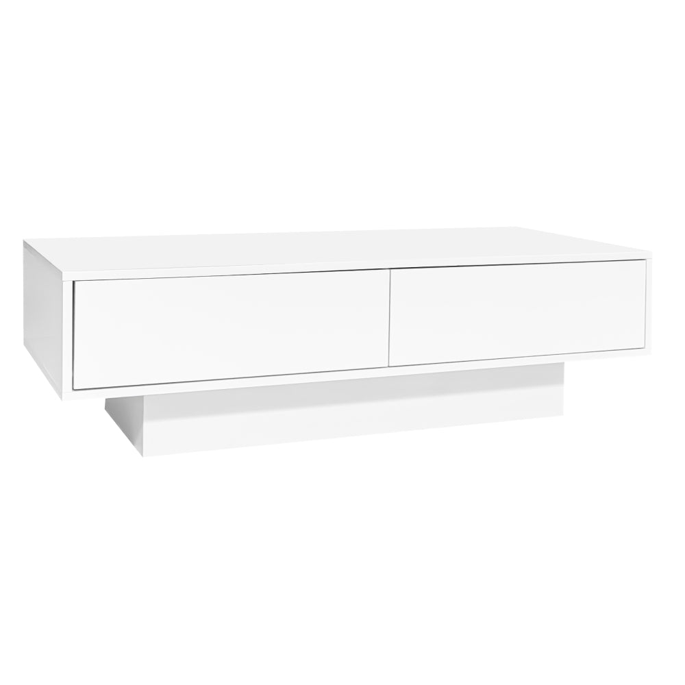 Salontafel – Woonkamertafel – Koffietafel – Bijzettafel – Tafel – Modern Hoogglans Wit – 2 Laden – 115x55x34 cm – Draagkracht 30 kg
