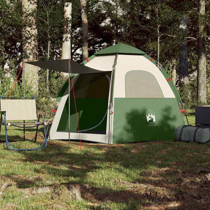 4-Persoons Tent – Familie Tent – Kampeertent – Outdoor Tent – Groene Tent – Quick-Open Systeem – Weerbestendig Polyester