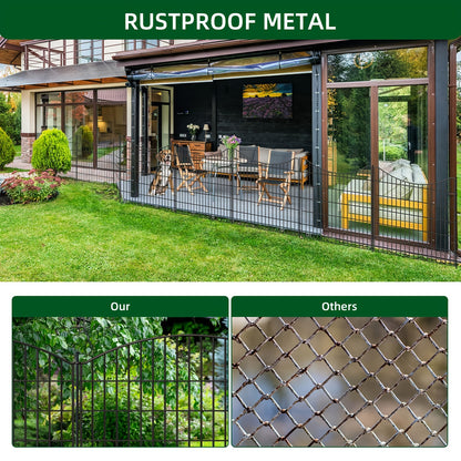 Metalen Tuinafscheiding – Tuinhek – Dierenren – Kippenren – Borderafscheiding – 15 Panelen Met Toegangspoort – Roestvrij Staal & Weerbestendig – Eenvoudige Montage & Duurzaam Design