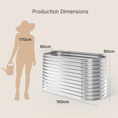 Hoogtebak Tuin – Verhoogd Plantenbed – Moestuinbak – Kruidenbak – Bloembak – Metalen Set – Roestbestendig – Ergonomisch Hoog – 160x80x80 cm
