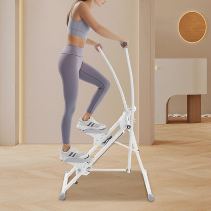 Foldable Manual Stair Stepper Machine - White Vertical Exercise Climber with Adjustable Resistance, Control & Space-Saving Design for Home Gym, Non- Stair Climber for Cardio, Strength Training, Compact Workout Equipment