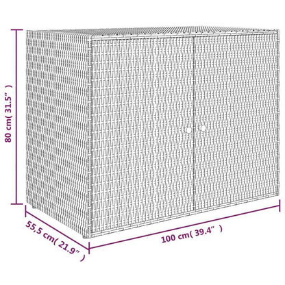 Gartenschrank – Tuinkast – Opbergbox – Buitenbox – Tuinbox – Grijs – 100x55,5x80 cm – Weerbestendig Poly Rattan – Ventilatieopeningen