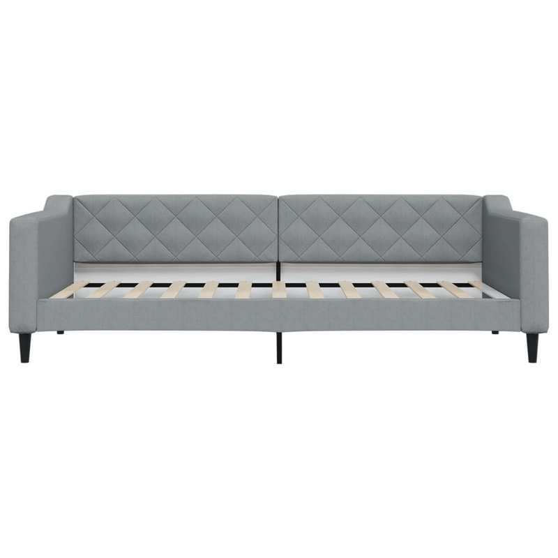 Slaapbank – Bedbank – Bankbed – Logeerbed – Opklapbed – Lichtgrijs Stof – Uitschuifbaar 90x200 cm – Massief Hardhouten Frame