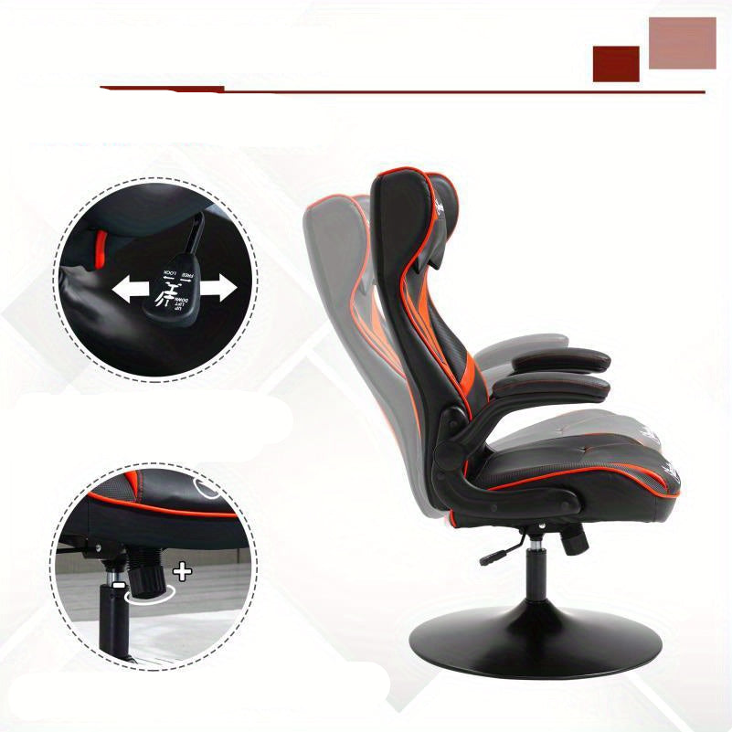 Gamingstoel – Gamestoel – Gaming Chair – Game Stoel – Bureaustoel – Verstelbare Hoogte – Kunstleer Polyester – Draaibaar Met Wieltjes – Ergonomisch Design – Zwart/Rood