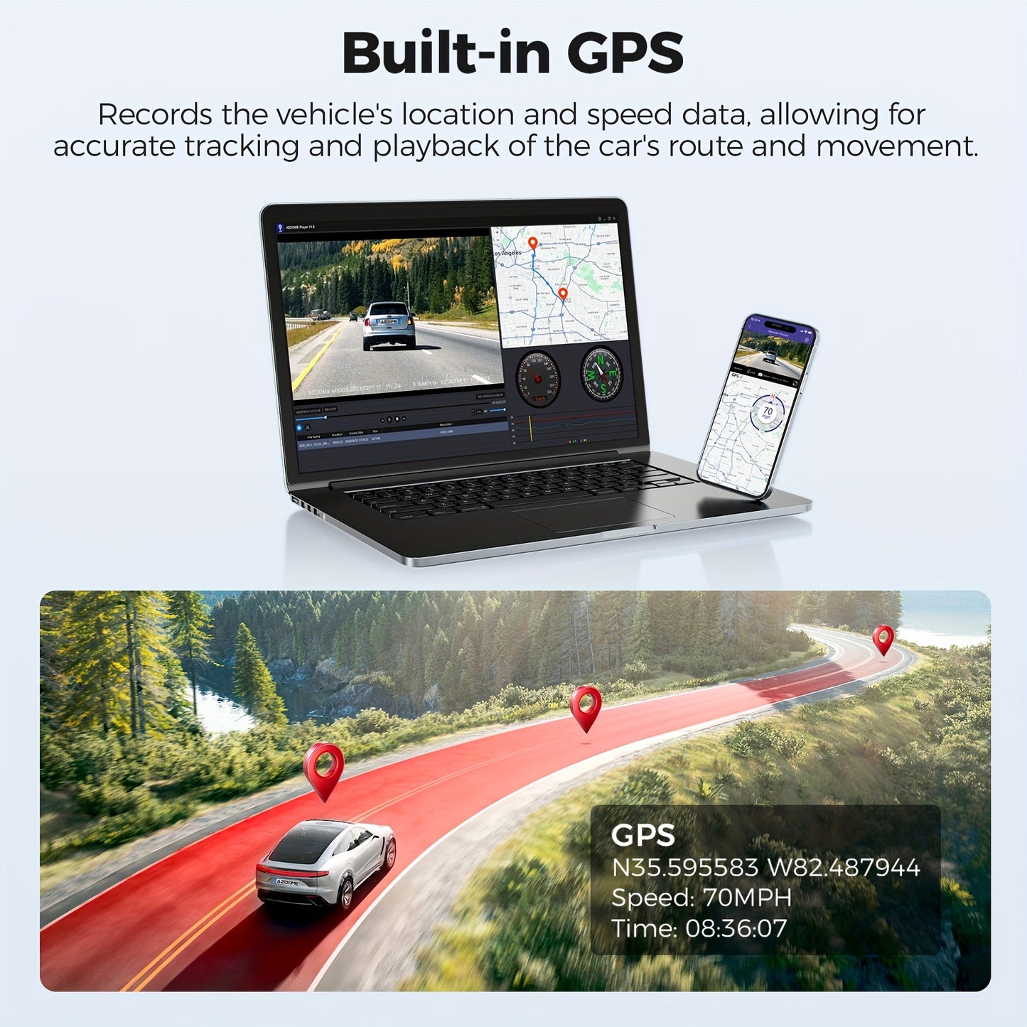 4K Dashcam – Autoschermcamera – Rijcamera – Frontcamera – Achtercamera – 170° Breedzicht – 5G WiFi Met GPS & Spraakbesturing – Inclusief 64GB Kaart