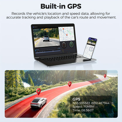 4K Dashcam – Autoschermcamera – Rijcamera – Frontcamera – Achtercamera – 170° Breedzicht – 5G WiFi Met GPS & Spraakbesturing – Inclusief 64GB Kaart