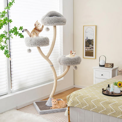 Krabpaal – Kattenboom – Kattenkrabpaal – Krabmeubel – Kattenhuis – 178 cm Hoog – Met Metalen Gebogen Frame & Sisal Krabpalen
