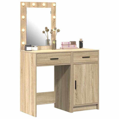 Damming Table with Door 2pcs Brown 50 X 41 X 135Cm Wood Material Crafted from High-Quality Engineered Wood, This Makeup Table Is Both Functional And Practical., Home Organization, Dressing Table, Stylish Dresser, Modern Vanit