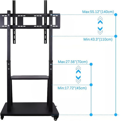 TV Standaard – TV Statief – Monitorstandaard – TV Voet – Mobiele TV Trolley – Verstelbaar – Metalen Frame – Geschikt 32-80 Inch – Max. 65 kg