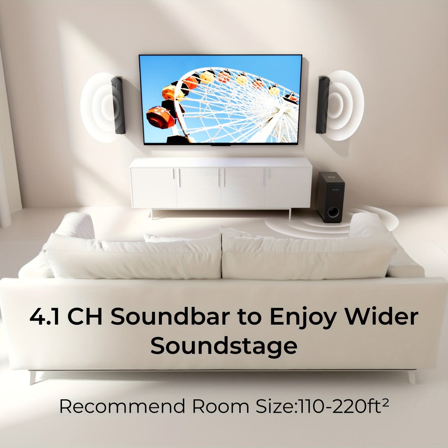Soundbar – Home Cinema Set – Speakersysteem – Audio Unit – Tv Geluid – 4.1 Kanaals Surround – Draadgebonden Subwoofer – Bluetooth 5.3 – Instelbare Bas