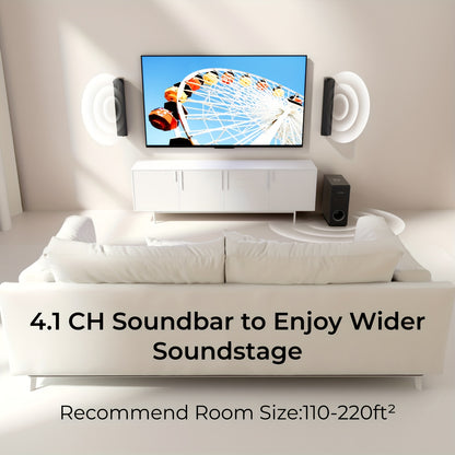 Soundbar – Home Cinema Set – Speakersysteem – Audio Unit – Tv Geluid – 4.1 Kanaals Surround – Draadgebonden Subwoofer – Bluetooth 5.3 – Instelbare Bas