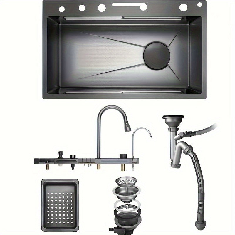 RVS Spoelbak – Keukenspoelbak – Onderbouw Spoelbak – Enkelvoudige Spoelbak – Inbouw Spoelbak – 68x45x22 cm – 304 Roestvrij Staal – Nano Coating & 5 mm Dikke Wand