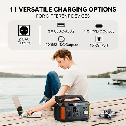 Draagbare Power Station – Mobiele Accu – Noodstroomunit – Camping Generator – Outdoor Batterij – 520Wh Capaciteit – Meerdere Poorten & Lichtgewicht ABS Behuizing