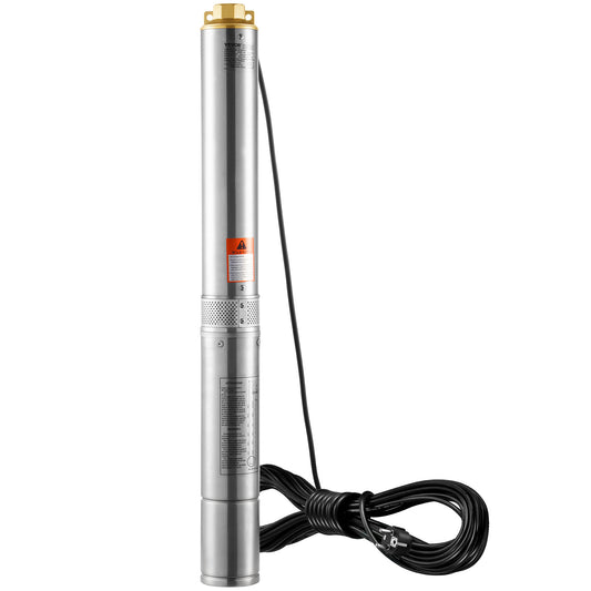 Diepeputpomp – Waterpomp – Onderwaterpomp – Putpomp – Dompelpomp – Roestvrijstalen Behuizing – 750W Vermogen – 75 Meter Pomphoogte