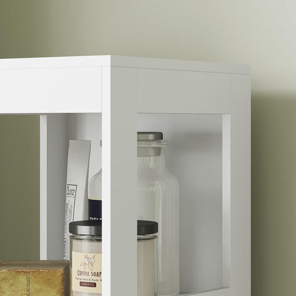 Compact MDF Freestanding Bathroom Shelf with 2 Drawers & 3 Open Shelves - Space-Saving Modern Bathroom Cabinet with Black Knobs, Moisture-Resistant Storage Organizer for Small Bathrooms, No Installation Required, Sturdy MDF C