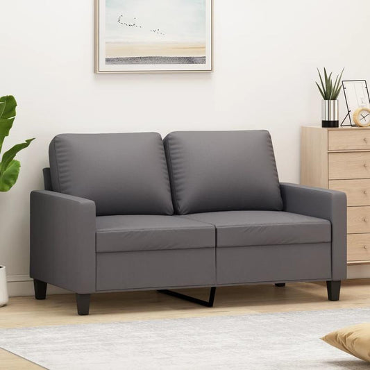 Modern 2-Seater Sofa with Hardwood Frame & Synthetic Leather Upholstery - Gray Neutral Color, Plush Cushioning, Durable Comfortable Living Room Couch, Easy-Clean Fabric-Like Texture, Space-Saving Design for Small Spaces, 120cm (47.24") Length