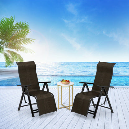 Rattan Ligstoel Set – 2-delige Tuinstoel – Inklapbare Ligstoel – Verstelbare Rugleuning – Buitenstoel Met Armleuningen – Weerbestendig Rattan – Compact Opvouwbaar – Stijlvolle Tuinlounger
