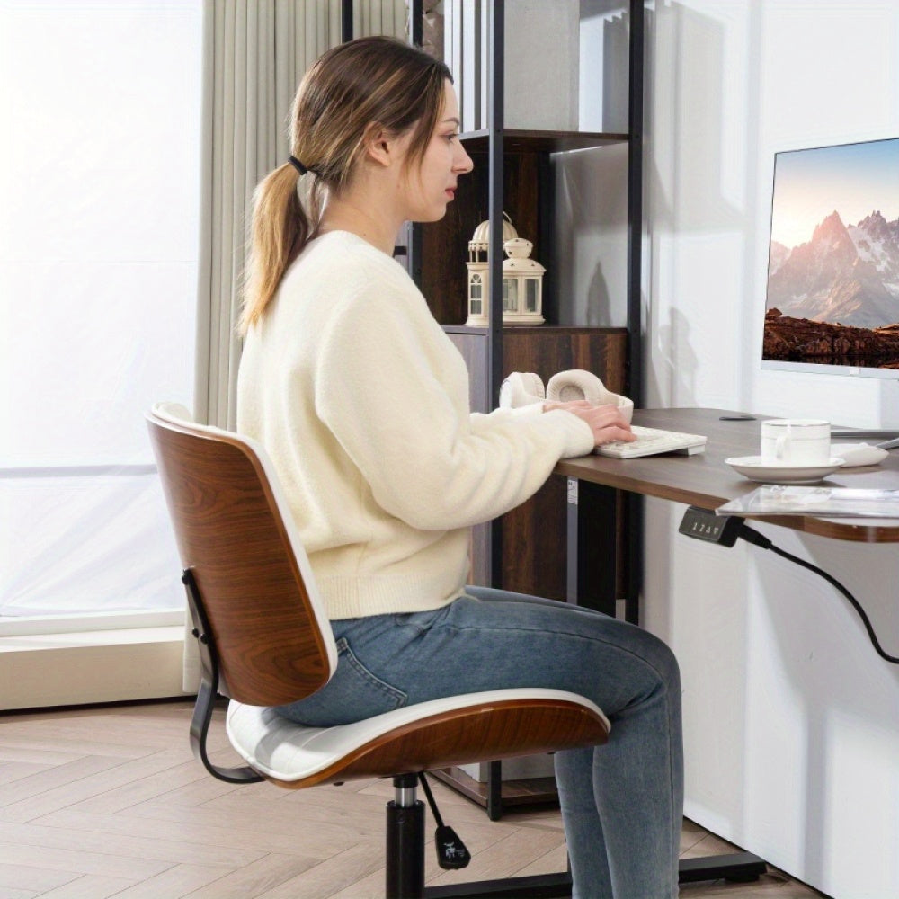 Bureaustoel – Kantoorstoel – Werkstoel – Gamestoel – Bureaustoel Kunstleer – Verstelbare Hoogte – 360° Draaibaar – Kantelmechanisme – Wit Met Diamond Stitching – Stevige Zwarte Vijfspaaks Basis – Soepele Wieltjes – Comfortabele Zit