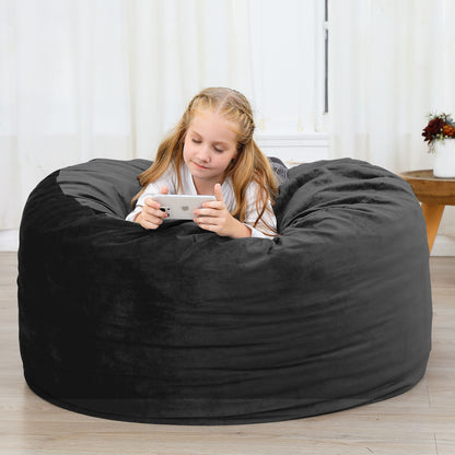 Zitzak – Zitzakstoel – Poef – Loungestoel – Fauteuil – Groot Formaat 115x65 cm – Wasbare Polyesterhoes – Ergonomische Sponsvulling – Zwart