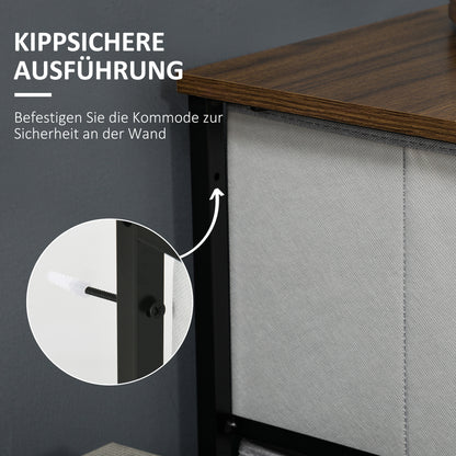 Opbergkast – Ladenkast – Dressoir – Stoffenkast – Opbergmeubel – Grijs – 5 Ruime Laden – Compacte Afmetingen 45x30x116 cm
