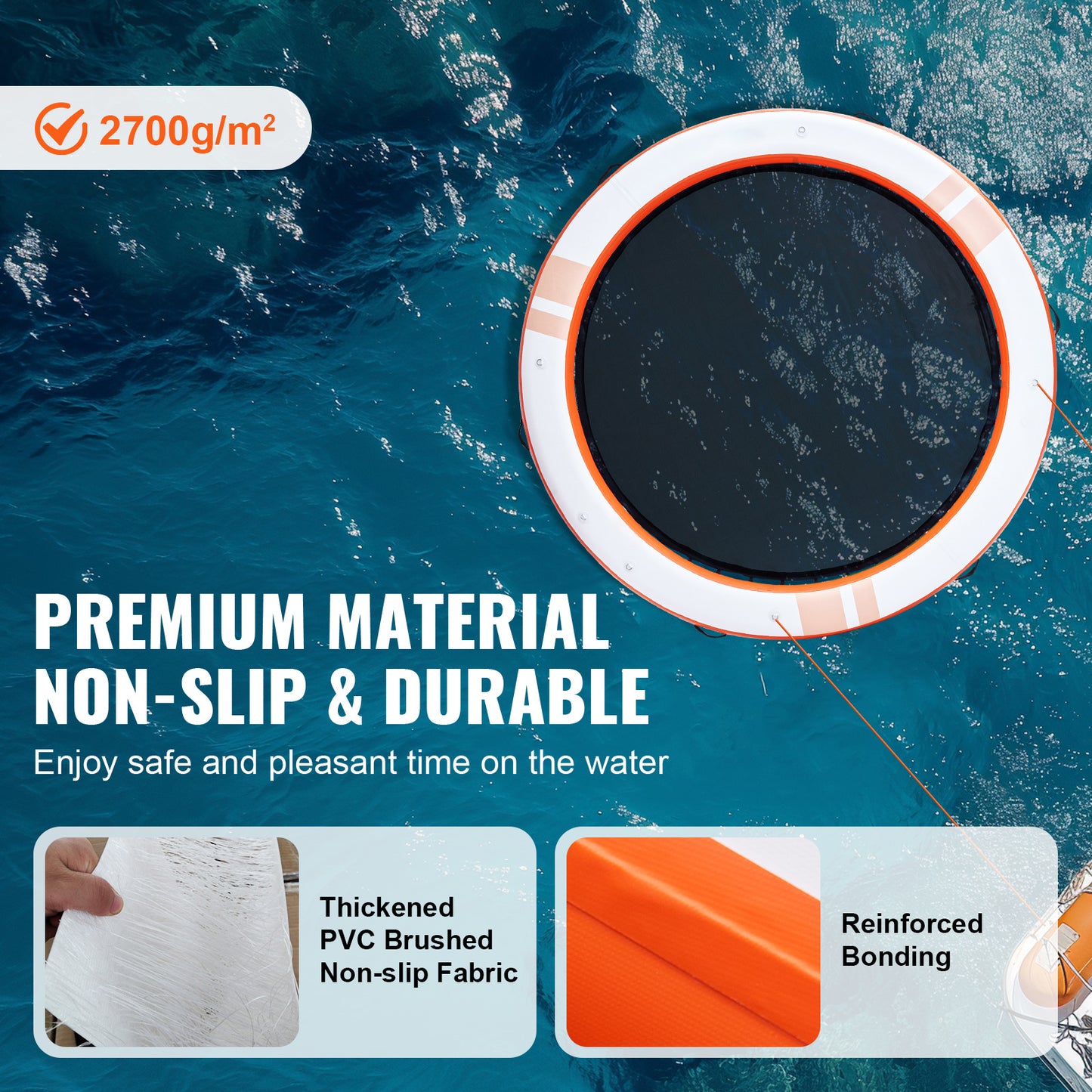 Zweefvlot – Drijfplatform – Zwemvlot – Watermat – Inflatable Vlot – Trampoline Gedeelte – 10 Voet Diameter – Duurzaam 2700g/m² PVC Met Antislip