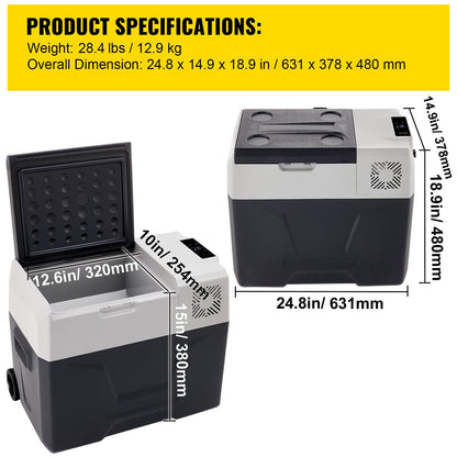 Autokoelkast – Autokoelbox – Mobiele Koelbox – Draagbare Koelkast – Compressor Koeltechniek – 40 Liter Inhoud – 12/24V & 230V Aansluiting