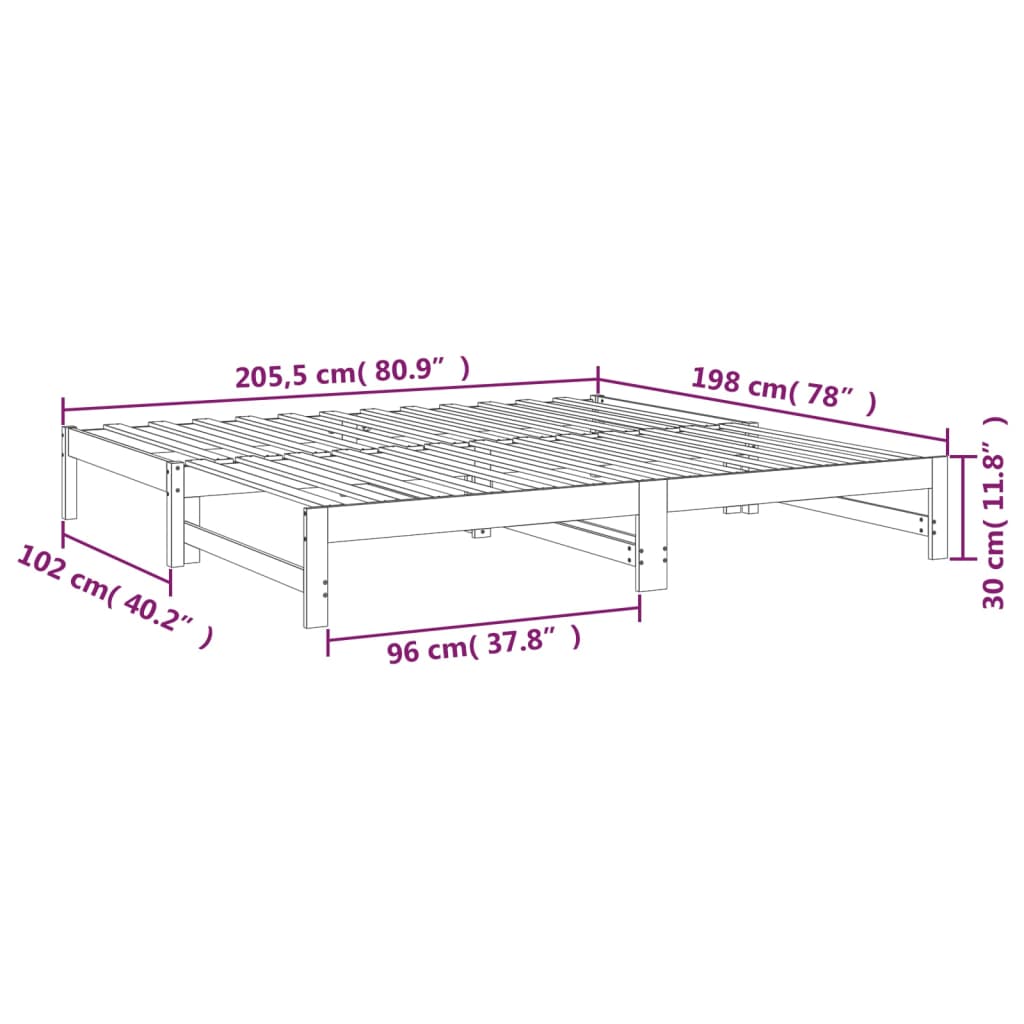 Slaapbank – Bedbank – Slaapstoel – Logeerbed – Opklapbed – Massief Dennenhout – 195,5x148x30 cm