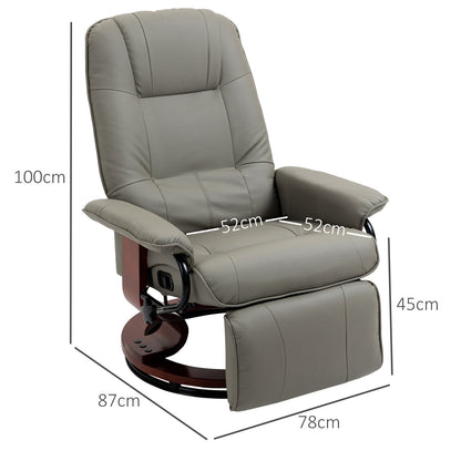 Relaxstoel – Fauteuil – Lounge Stoel – Draaifauteuil – TV Stoel – 360° Draaibaar – Verstelbare Rugleuning 145° – Kunstleer Grijs 78x87x100 cm