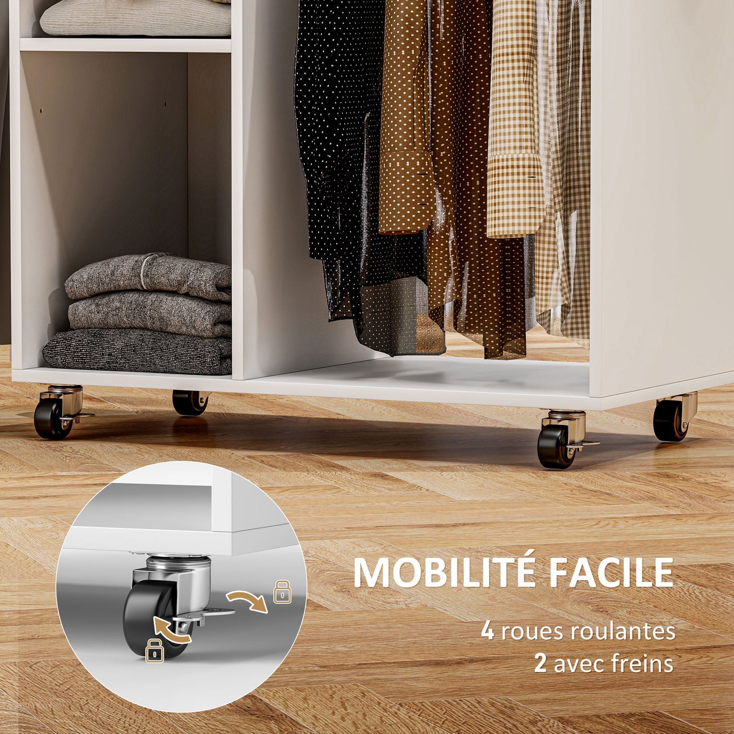 Strijkkast – Strijkplank – Strijkstation – Kledingkast – Opbergmeubel – Met Wielen – 125 x 43,5 x 112 cm – Houten Frame – Inclusief Kledinghanger