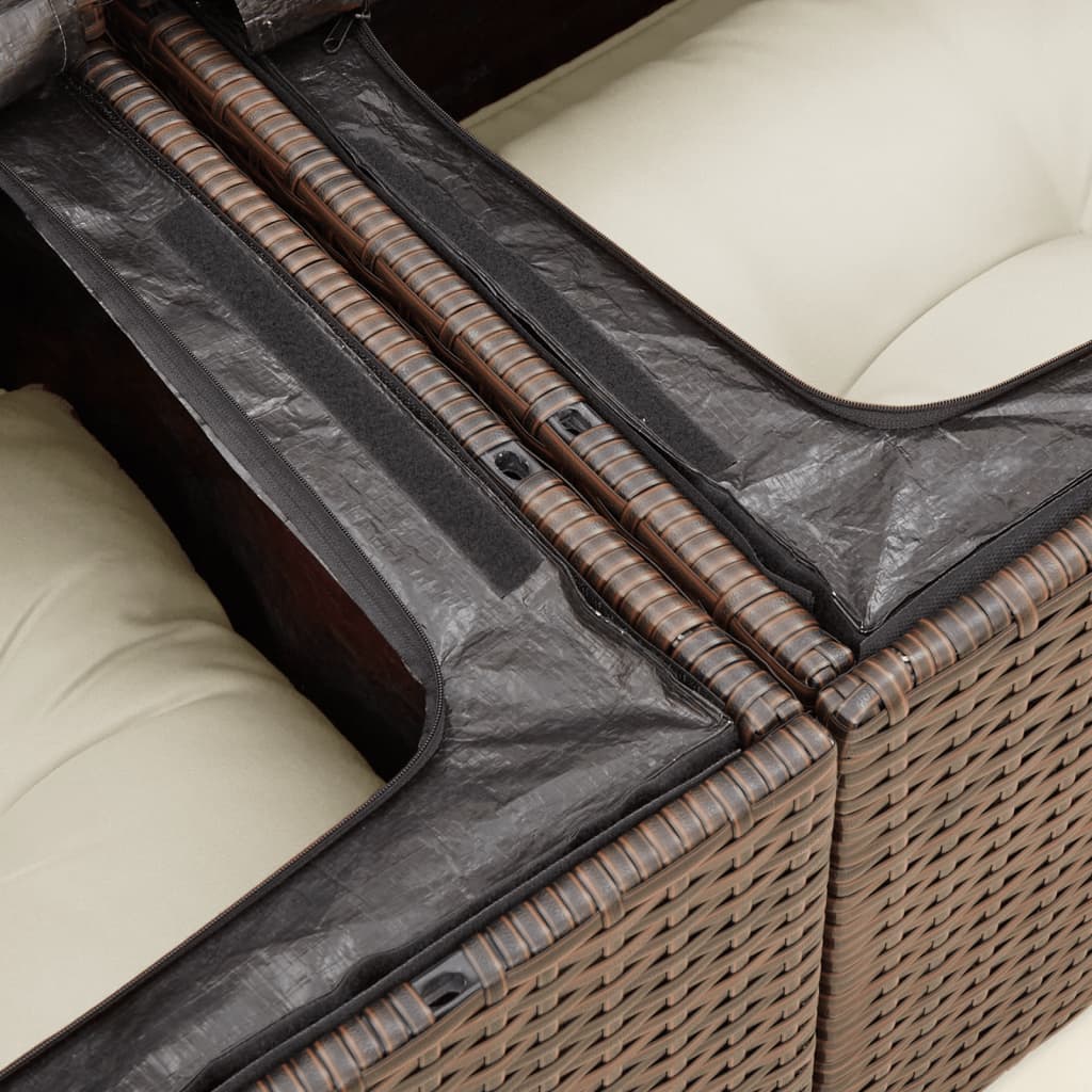 2-Persoons Tuinbank – Buitenbank – Rieten Bank – Loungeset Bankje – Tuinmeubel Bank – Weerbestendig Poly Rattan – Comfortabele Dikke Kussens – Zwart Frame Crème Kussens