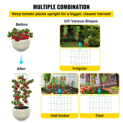 Tomatenrek – Plantensteun – Klimrek – Plantengeleider – Plantenring – Set Van 10 – Staal Met Groene PVC-Coating – 117 Cm Hoog