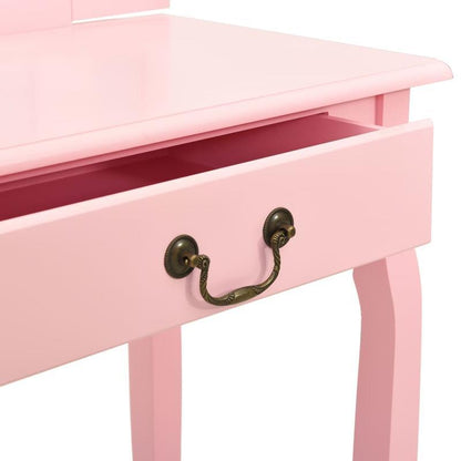 Dressing table with stool 65x36x128cm paulownia wood MDF pink