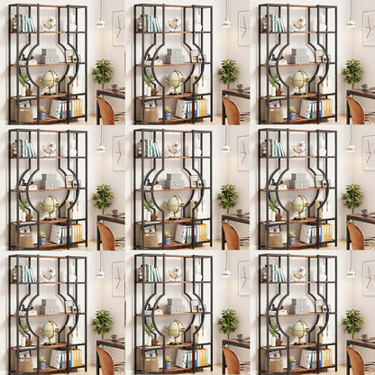 Boekenkast – Boekplank – Boekenrek – Kasten – Vakkenkast – 5-Laags Vintage Design – Hout Metaal Bruin