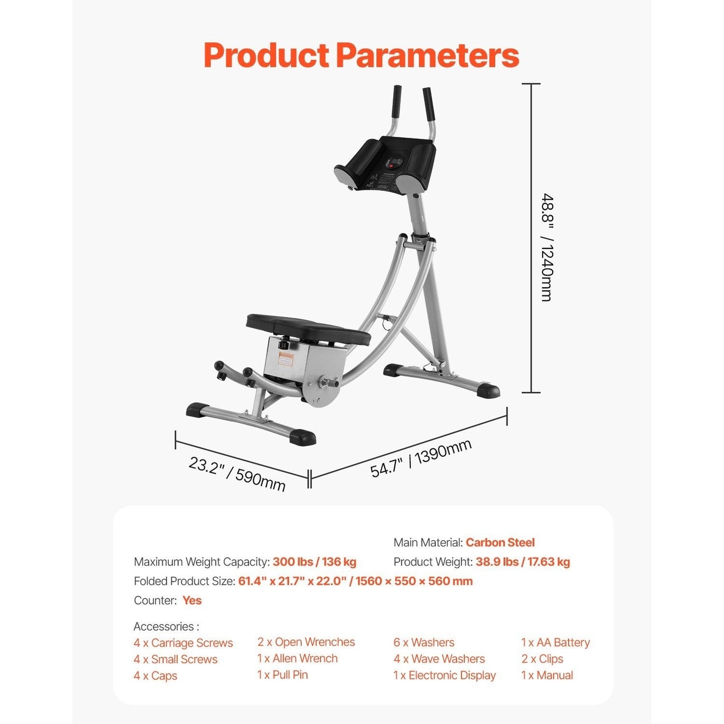 Ab Workout Machine – Buikspiertrainer – Core Trainer – Ab Cruncher – Buikspierapparaat – Ergonomisch Dubbel Gebogen Railsysteem – Stevige Carbonstalen Constructie 136 kg Belastbaar