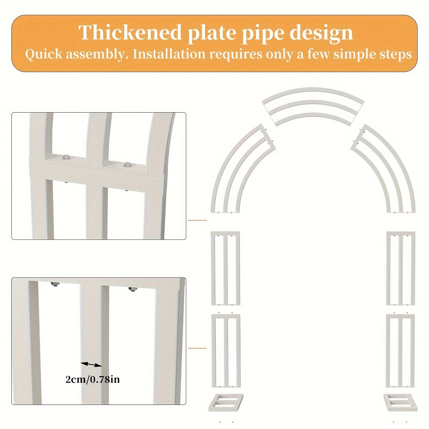 Metalen Tuinboog – Tuinboog Witte Boog Feestboog Bloemenboog – 200x260 cm – 100% IJzer – Stevig & Duurzaam