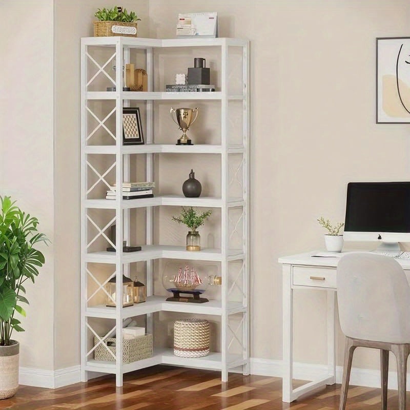 Hoekboekenkast – Hoekkast – Boekenrek – Opbergkast – Boekplank – Stevig Hout & Metaal – Ruimtebesparend L-Model