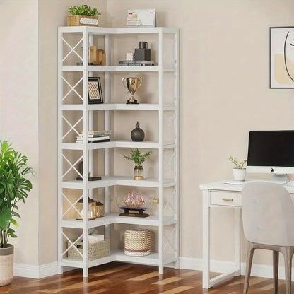 Hoekboekenkast – Hoekkast – Boekenrek – Opbergkast – Boekplank – Stevig Hout & Metaal – Ruimtebesparend L-Model