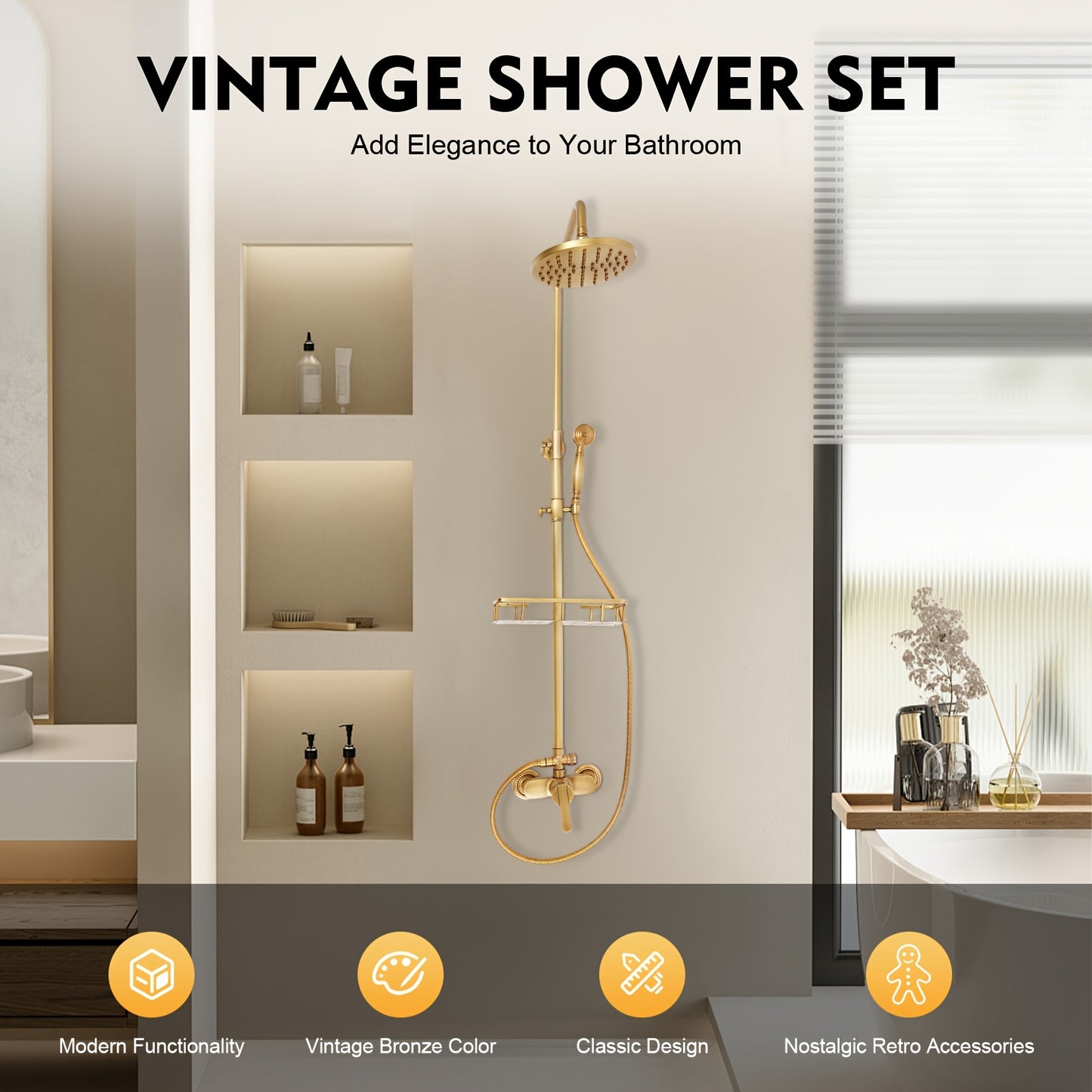 Douchekraan – Douche Set – Regendouche – Thermostaatkraan – Mengkraan – Messing Materiaal – Wandmontage Met Opbergrek