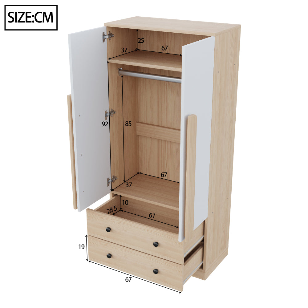 Kledingkast – Garderobekast – Linnenkast – Kleerkast – Kapkast – Dubbele Deuren en Lades – Compact Metaal 70x40x170 cm Gemengde Kleur