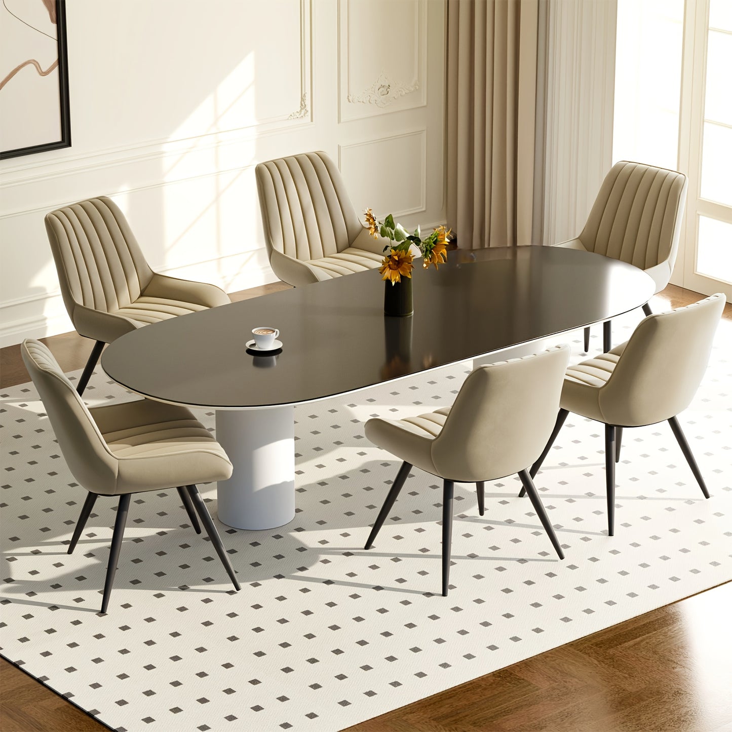 Eetkamerstoel – Stoel – Keukenstoel – Dining Chair – Zitstoel – 2-delige Set Bruin – Traagschuim Zitting – Metaal Houten Frame