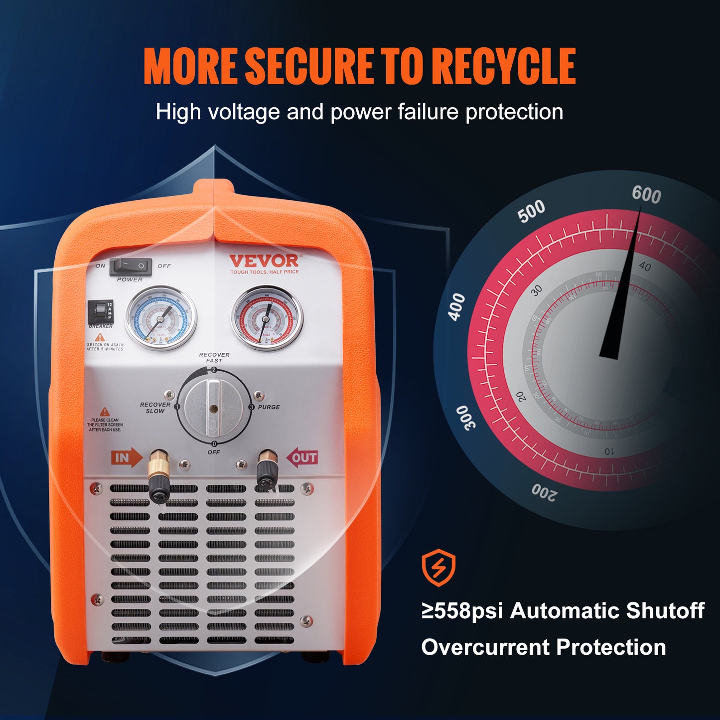 Koelmiddelafzuiger – Koelmiddelterugwinmachine – Refrigerant Recovery Machine – AC Terugwinapparaat – Koelgas Terugwinmachine – Compact en Lichtgewicht – Hoge Drukbeveiliging 220-240V