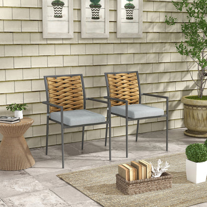 Tuinstoelen – Tuinzetels – Buitenstoelen – Terrasstoelen – Balkonstoelen – Modern Grijs – Weerbestendig PE-Rattan – Inclusief Zachte Kussens