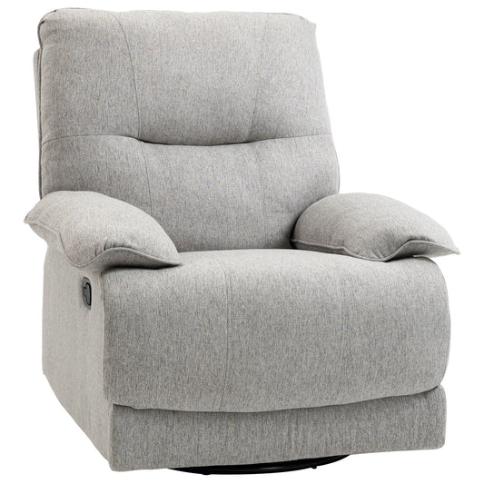 TV Fauteuil – Relaxstoel – Lounge Stoel – Draaifauteuil – Relaxfauteuil – Lichtgrijs – Verstelbare Rugleuning Tot 150° – Stevig Houten Frame Met Pocketvering
