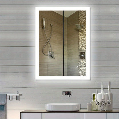 Badkamerspiegel – Wandspiegel – Makeup Spiegel – Slaapkamerspiegel – Aluminium Spiegel – Wit – 90x70 cm – Stevig Aluminium Frame – Eenvoudige Wandmontage